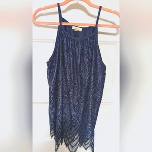 Blue lace tank top by paper + tee size 2X